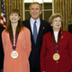 Cleary, second from right, receiving the National Medal of the Arts in 2003.
